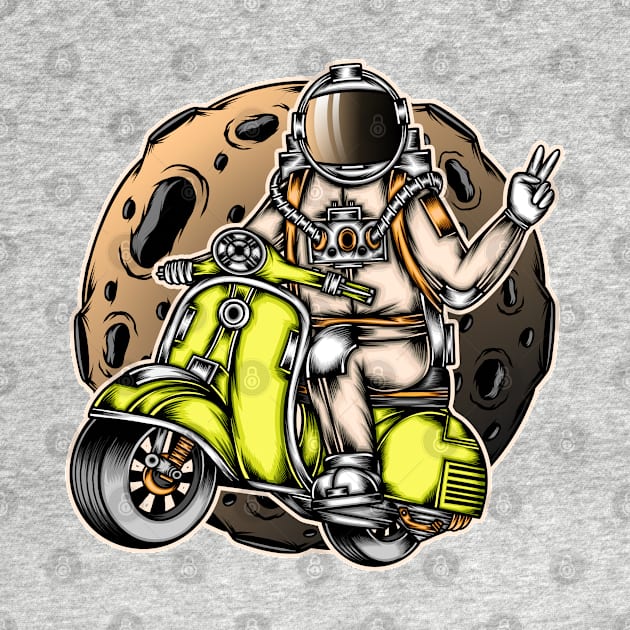 Astronaut riding scooter by WODEXZ